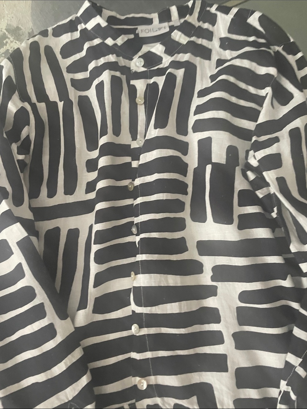 Foil Black & White Graphic Button-Down Shirt